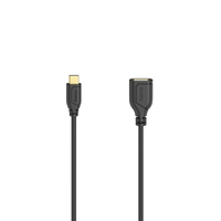 Hama USB-C-OTG-Kabel Flexi-Slim, USB 2.0, 480 Mbit/s, Schwarz, 0,15 m