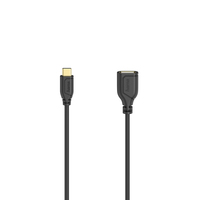  | Hama USB-C-OTG-Kabel Flexi-Slim, USB 2.0, 480 Mbit/s, Schwarz, 0,15 m